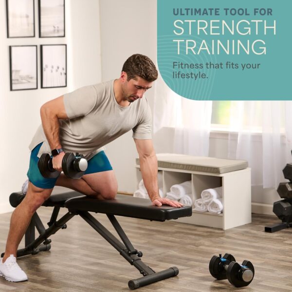Lifepro Adjustable Dumbbells Set/Single - 15lb 43lb 55lb 25 lb Dumbbell Sets with Rack - Quick Adjust, Secure Grip weights dumbbells set - Compact Hand Weights for Women/Men at Home Gym - Image 7