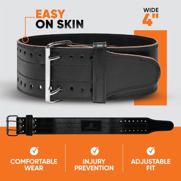 ProFitness Weight Lifting Belt for Men & Women - Premium 4" Wide Weight Belt for Men & Women Functional Fitness - Squat Belts for Men & Women Back Support, Deadlift & Powerlifting - Image 2