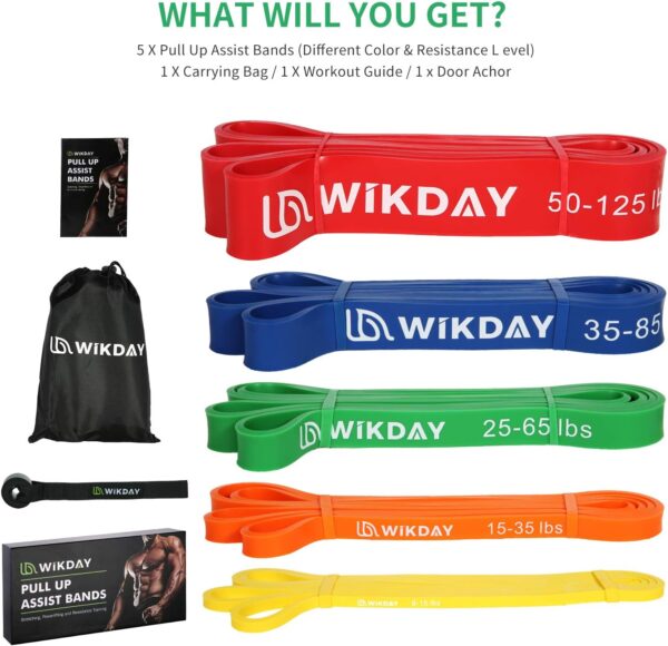 Resistance Bands, Pull Up Bands, Workout Bands for Exercise, Thick Heavy Resistance Band Set with Door Anchor, Elastic Bands for Body Stretching, Crossfit Training at Home/Gym Men & Women Women - Image 2