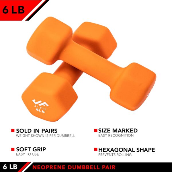 JFIT Neoprene Dumbbell Pairs, 6 LB - Image 3
