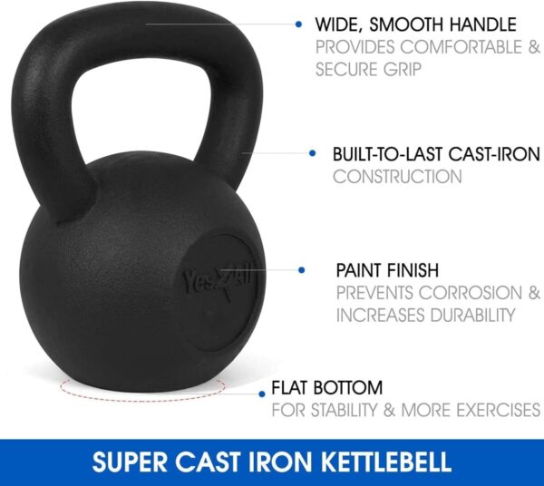 Yes4All 5-80 lbs Cast Iron Kettlebell for Dumbbell Weights Exercises, Gym, Full Body Home Workout Equipment, Push up, Grip and Strength Training - Image 2