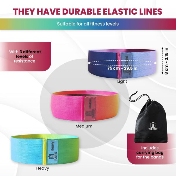 Non-Slip Resistance Bands - Durable Fabric Exercise Bands for Glute Workouts - Lightweight & Compact with 3 Levels - Resistance Bands for Working Out - No Equipment Needed - Image 5