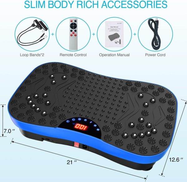 AXV Vibration Plate Fitness Platform Exercise Machine Vibrating Lymphatic Drainage Shaking Workout Full Body Shaker Vibrate Stand Shake Board Sport Gym Pad for Weight Loss Fat Burner for Women Men - Image 6