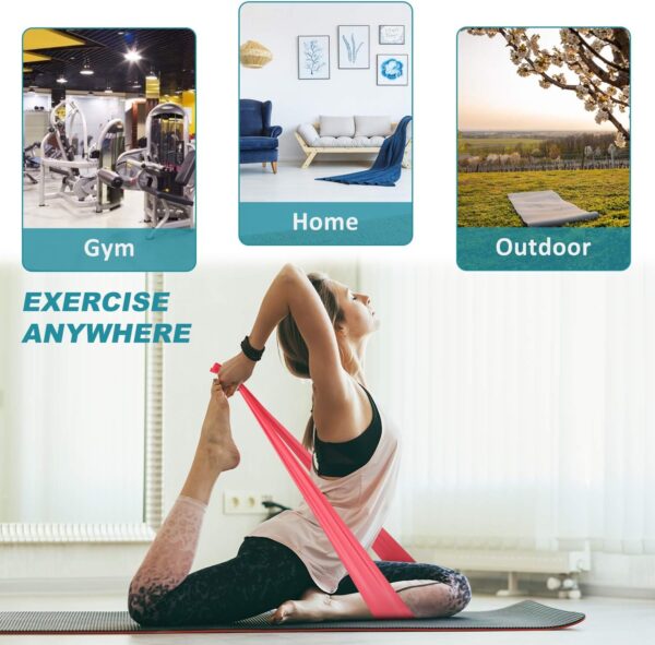 Exercise Bands for Working Out, Resistance Bands Set with 5 Resistance Levels, Skin-Friendly Elastic Bands with Carrying Pouch for Home Workout - Image 6