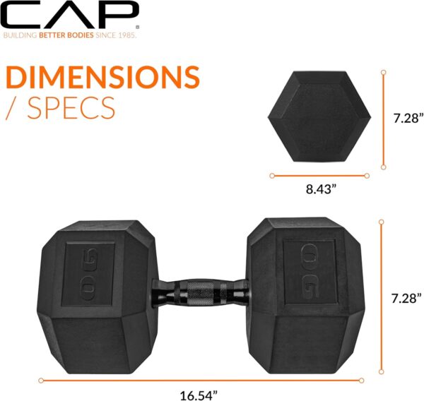 CAP Barbell 90 LB Coated Hex Dumbbell Weight with Black Handle - Image 4
