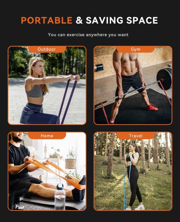 SUNPOW Pull Up Assistance Bands - Set of 5 Resistance Heavy Duty Workout Exercise Stretch Fitness Bands Assist Set for Body, Instruction Guide and Carry Bag Included - Image 6