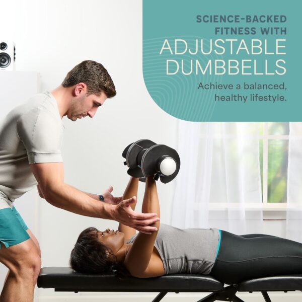 Lifepro Adjustable Dumbbells Set/Single - 15lb 43lb 55lb 25 lb Dumbbell Sets with Rack - Quick Adjust, Secure Grip weights dumbbells set - Compact Hand Weights for Women/Men at Home Gym - Image 9