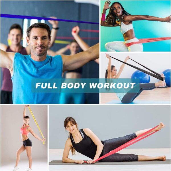 Exercise Bands for Working Out, Resistance Bands Set with 5 Resistance Levels, Skin-Friendly Elastic Bands with Carrying Pouch for Home Workout - Image 4