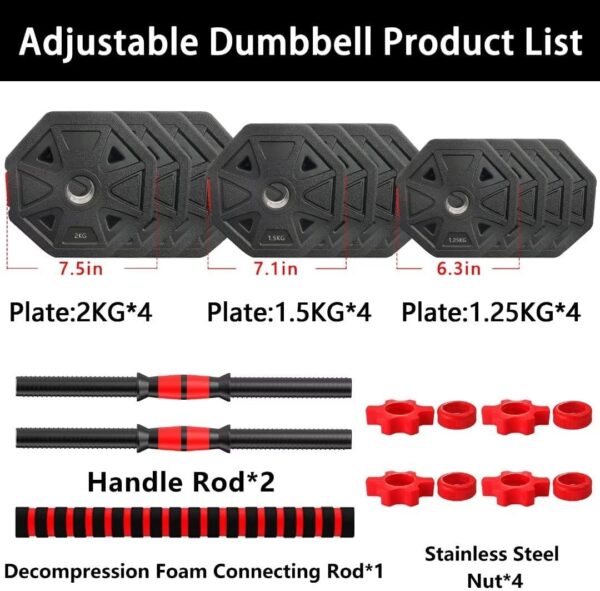 Adjustable Weights Dumbbells Set, 20/30/40/60/80lbs Non-Rolling Adjustable Dumbbell Set, Free Weights Dumbbells Set Hexagon, Weights Set for Home Gym - Image 6