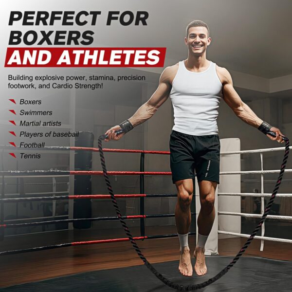 Jump Rope, Weighted Jump Ropes for Men women, 2.8lb 3.8lb 5lb Heavy Skipping Rope for Exercise, Adult Jumpropes for Home Workout, Boxing, Cardio, Improve Strength, Total Body Workout Equipment - Image 2