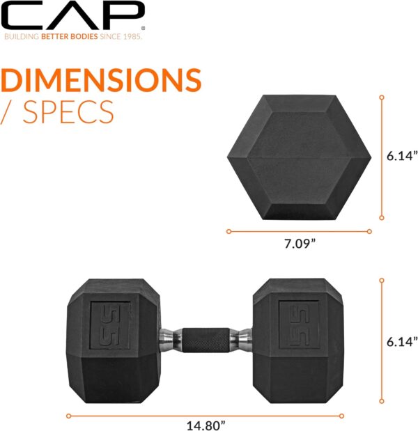 CAP Barbell Coated Dumbbell Weights with Padded Grip, Single, 55 Pounds - Image 4