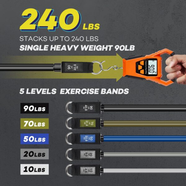 Heavy Resistance Bands for Working Out, NITEEN Resistance Bands with Handles Weight Exercise Bands for Men Women, Workout Bands with Door Anchor and Ankle Straps Strength Training Equipment - Image 2