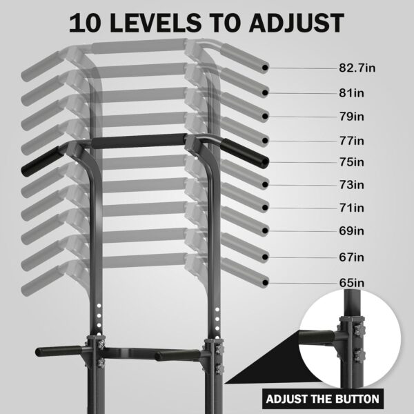SogesPower Power Tower Dip Station Pull Up Bar for Home Gym Adjustable Height Strength Training Workout Equipment,Pull Up Bar Station - Image 4