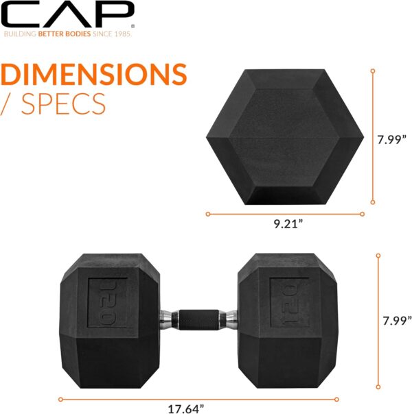 CAP Barbell Coated Dumbbell Weights with Padded Grip, Single, 120 Pounds - Image 4