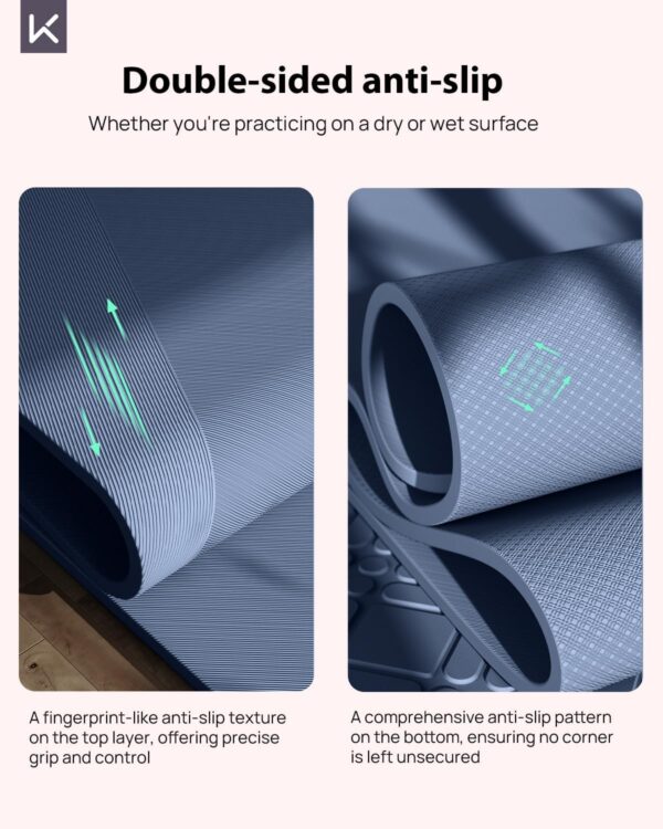 KEEP Yoga Mat, 32" Extra Wide Exercise Mat with Strap for Men and Women, 7mm Thick Double-Sided Non-Slip Eco-friendly Yoga Mat for Pilates, Workout and Fitness - Image 3