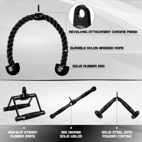 Yes4All Cable Machine Attachment, Tricep Straight Bar, V Bar, LAT Pulldown Attachments/Accessories Load 880lbs for Home Gym - Image 3