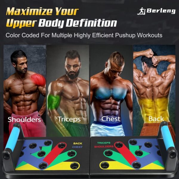 Solid Push Up Board 15 in 1 Home Workout Equipment Multi-Functional Pushup Stands System Fitness Floor Chest Muscle Exercise Professional Equipment Burn Fat Strength Training Arm Men & Women Weights - Image 2