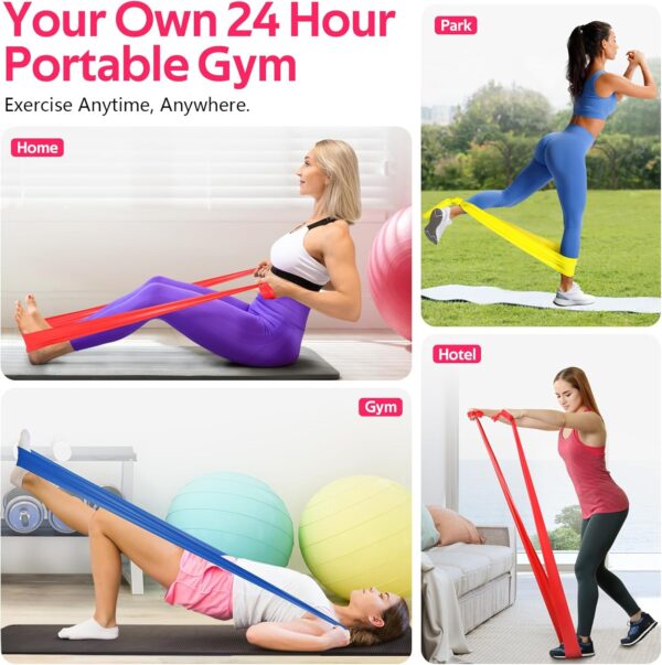 Resistance Bands for Working Out, Exercise Bands for Physical Therapy, Stretch, Recovery, Pilates, Rehab, Strength Training and Yoga Starter Set - Image 4