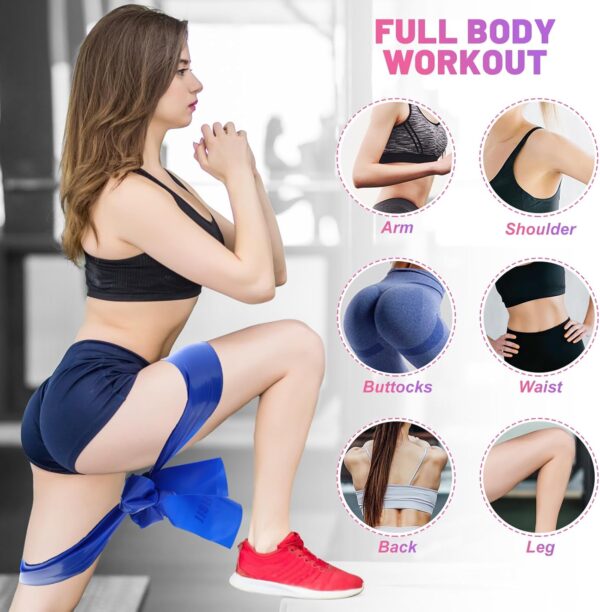 Resistance Bands Set, 5 Pcs Exercise Bands Elastic Stretch Bands for Yoga Pilates Fitness Stretching Strength Training, Workout Bands for Home Gym - Image 5