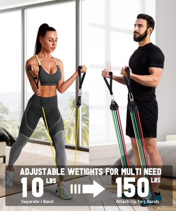 Resistance Bands Set,Workout Bands,Exercise Bands for Muscle Training,Butt & Hip Exercises,Physical Therapy,Latex Material with Door Anchor,Handles,Legs Ankle Straps Home Workouts - Image 5