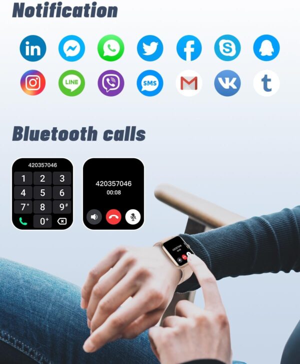 GRV Smart Watch for iOS and Android Phones (Answer/Make Calls), Watches for Women IP68 Waterproof Smartwatch Fitness Tracker Watch with Heart Rate/Sleep Monitor Steps Calories Counter (Pink) - Image 3