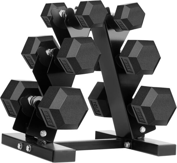 Hex Dumbbells Rubber Coated Cast Iron Hex Black Dumbbell Free Weights for Exercises - Image 7