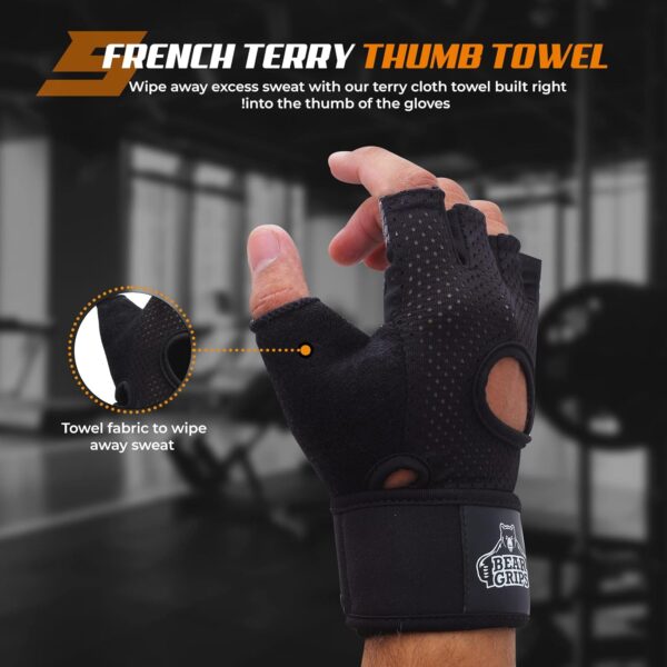 Bear Grips Weight Lifting Gloves for Men & Women | Half Finger Lifting Gloves | Full Finger Workout Gloves for Men | No Finger Exercise Gloves l Compression Weightlifting Gloves | Gym Gloves for Men - Image 7