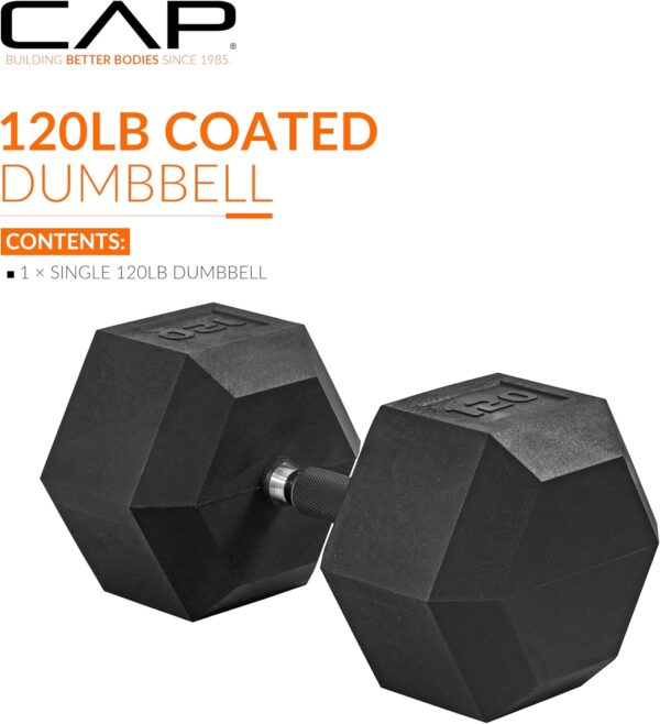 CAP Barbell Coated Dumbbell Weights with Padded Grip, Single, 120 Pounds - Image 2