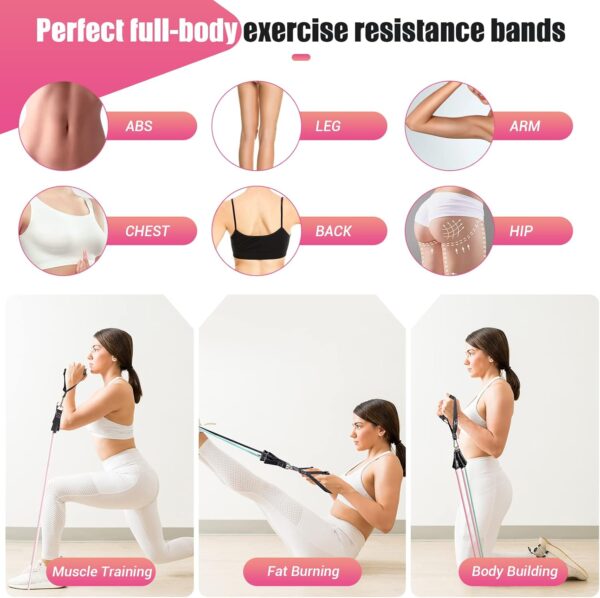 Resistance Bands with Handles for Women, 5 Level Exercise Bands Workout Bands for Physical Therapy, Yoga, Pilates, Door Anchor, Storage Pouch - Image 5