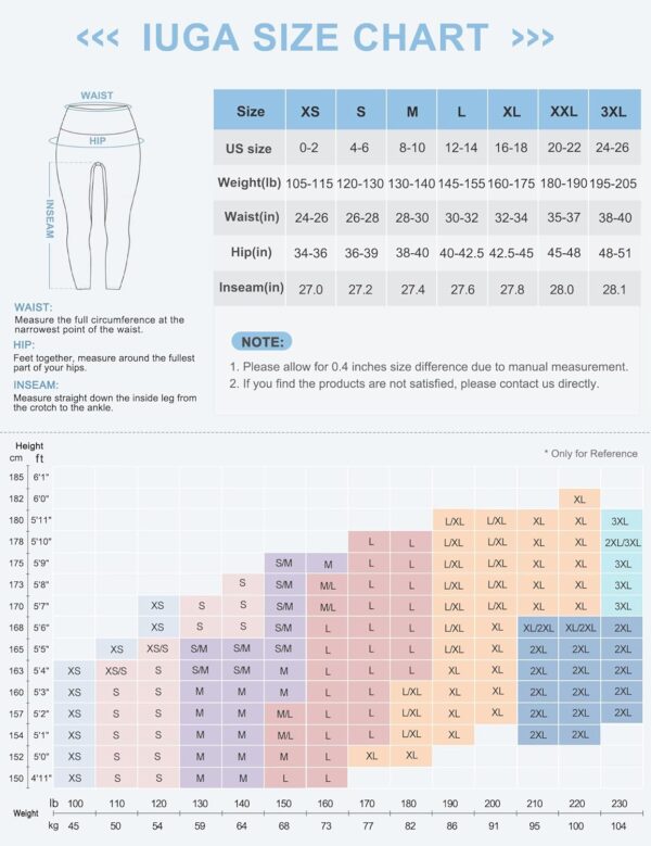 IUGA High Waist Yoga Pants with Pockets, Leggings for Women Tummy Control, Workout Leggings for Women 4 Way Stretch - Image 6
