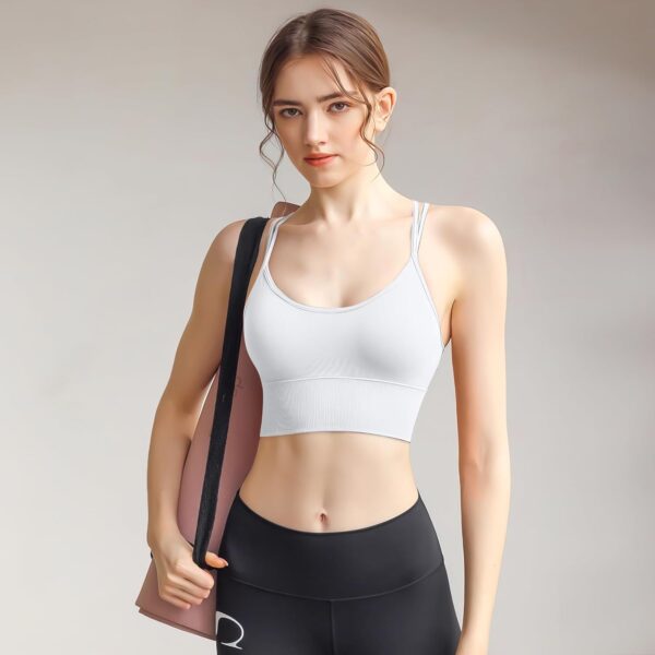 Padded Sports Bras for Women Strappy Cross Back Yoga Bras Pack for Workout Fitness Running Gym Low Impact Top - Image 2