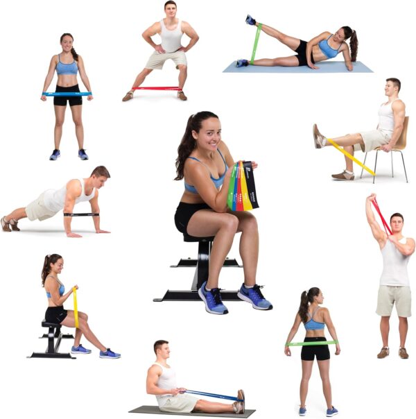 Resistance Bands, Set of 5 Bands – 5 Different Resistance Levels, Exercise Guide, eBook, Carry Bag – 5X Booty Loop Band for Butt and Legs Women - Fitness Stretch Band for Workout Men - Image 6