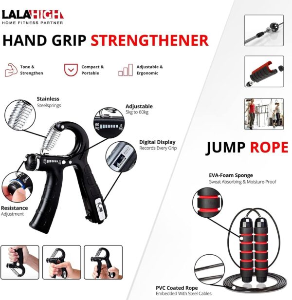 LALAHIGH Portable Home Gym System: Large Compact Push Up Board, Pilates Bar & 20 Fitness Accessories with Resistance Bands Ab Roller Wheel - Full Body Workout for Men and Women, Gift for Boyfriend - Image 4