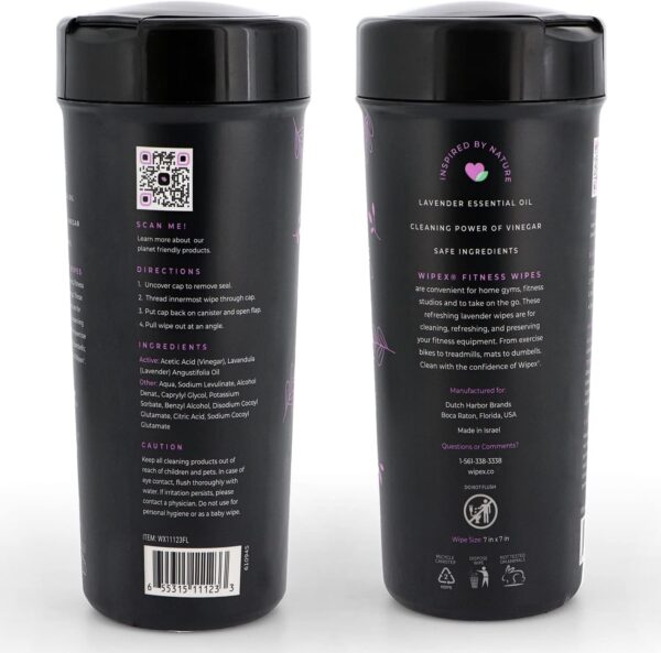 Wipex Gym Wipes & Fitness Equipment Wipes, Natural Lavender & Vinegar Wipes to Clean the Grime off Yoga Mats, Weight Machines & Surfaces, Spinning & Peloton Bikes, 75 Count (Pack of 1) - Image 3