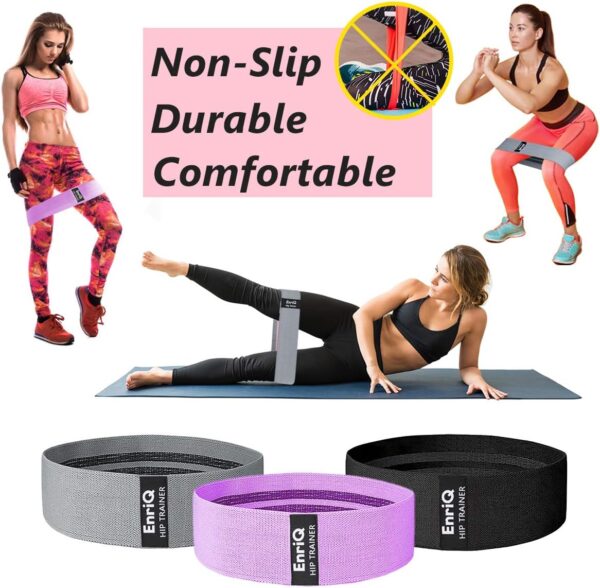 EnriQ Booty Bands Fabric Resistance Bands for Legs and Butt - Non Slip Cloth Hip Bands Elastic Workout Bands - Activate Glutes and Thighs - Made of Premium Elastic Fabric - Image 2