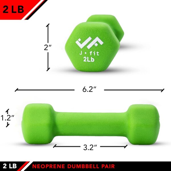 JFIT Neoprene Dumbbell Pairs, 2 LB - Image 2