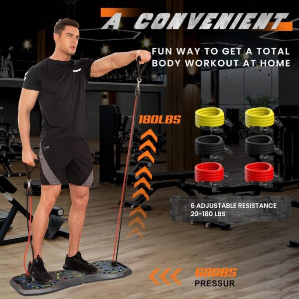 LALAHIGH Portable Home Gym System: Large Compact Push Up Board, Pilates Bar & 20 Fitness Accessories with Resistance Bands Ab Roller Wheel - Full Body Workout for Men and Women, Gift for Boyfriend - Image 8