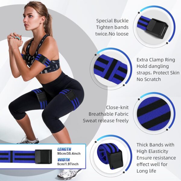 Booty Bands, Blood Flow Restriction Bands for Women/Men, Adjustable BFR Training Bands for Glutes & Hip Building, Occlusion Resistance Bands - Image 2