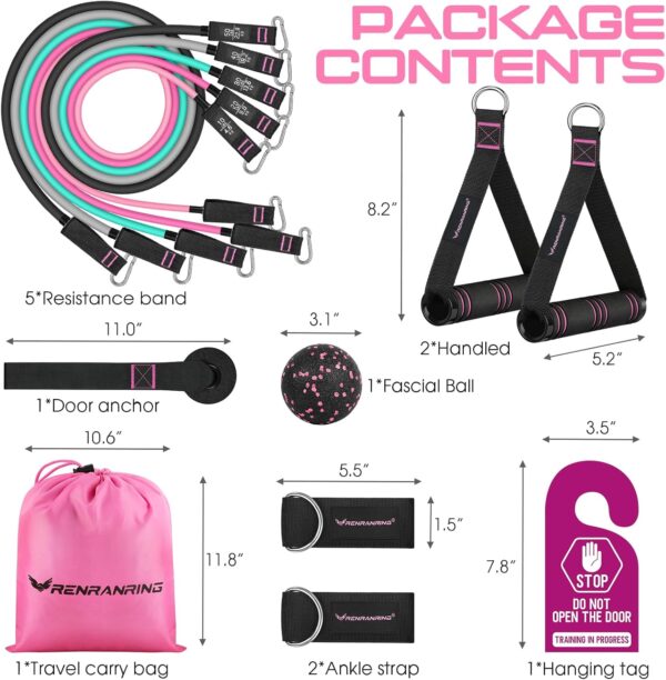 RENRANRING Resistance Bands for Working Out, 150LBS Exercise Bands, Workout Bands, Resistance Bands Set with Handles for Men Women, Legs Ankle Straps for Muscle Training - Image 4