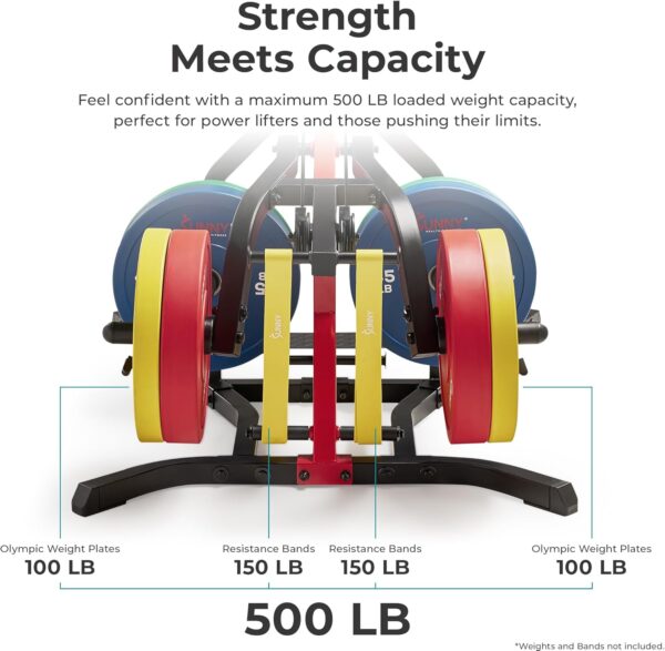 Sunny Health & Fitness Multifunctional Strength Training Home Gym – Complete Workout Equipment with Training Attachments, Optional Squat Stand, Power Rack Cage, Adjustable Incline Bench - Image 5