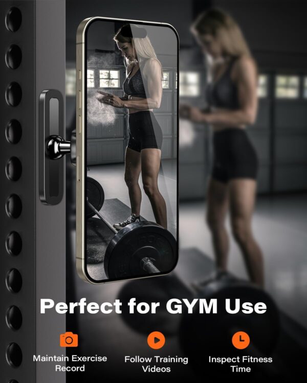 APPS2Car Gym Magnetic Phone Holder for Magsafe - 360 Adjustable, Dual Magnets, Alloy Base/Joint - Compatible with iPhone 16/15/14/13/12 Series - Fitness Accessory - Image 5