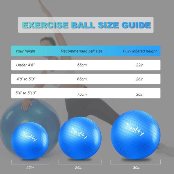 Yoga Ball Exercise Ball - Anti-Slip and Anti-Burst Workout Ball, Birthing Ball Fitness Ball with Quick Pump, Balance Ball Chair for Stability, Pregnancy and Physical Therapy - Image 5