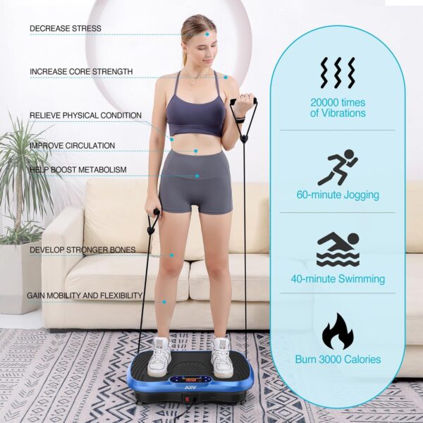 AXV Vibration Plate Fitness Platform Exercise Machine Vibrating Lymphatic Drainage Shaking Full Body Shaker Workout Vibrate Stand Shake Board Sport Gym for Weight Loss Fat Burner for Women Men - Image 7