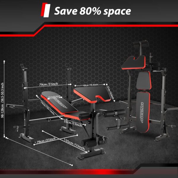 OPPSDECOR 6 in 1 660lbs Weight Bench Set with Squat Rack, Bench Press Set with Barbell Rack, Adjustable Incline Strength Training Workout Bench with Leg Developer Preacher Curl for Home Gym PXZXYX1 - Image 5