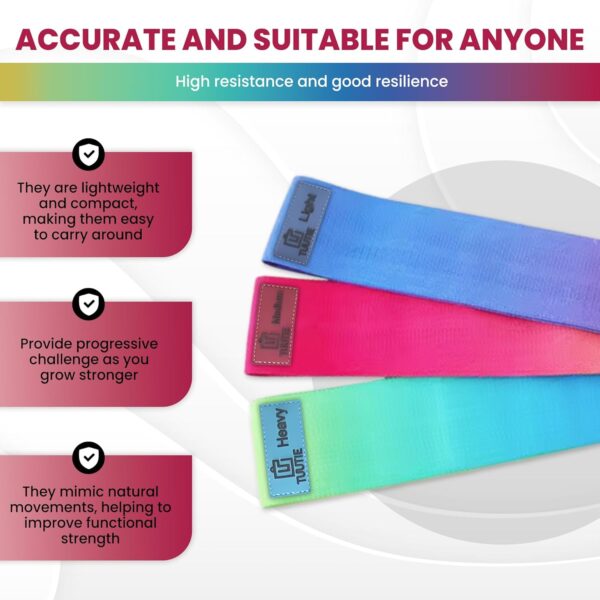 Non-Slip Resistance Bands - Durable Fabric Exercise Bands for Glute Workouts - Lightweight & Compact with 3 Levels - Resistance Bands for Working Out - No Equipment Needed - Image 4
