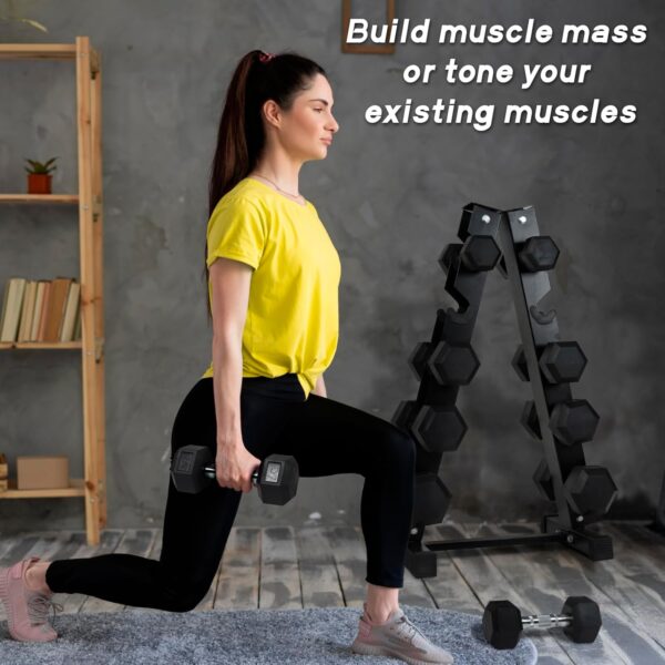 RitFit 5-650 LBS PVC Encased Hex Dumbbell Sets with Optional Rack for Home Gym, Hand weight with Chrome Handle for Strength Training, Workouts - Image 6