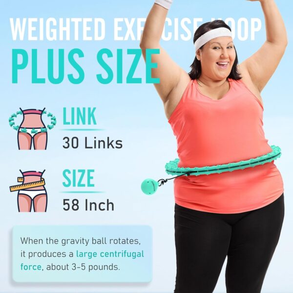 JKSHMYT Weighted Hula Circle Hoops for Adults Weight Loss, Infinity Fit Hoop Plus Size, 30 Detachable Links, Exercise Hoop for Women and Beginners - Image 2