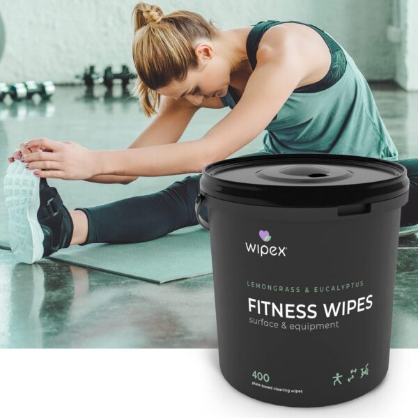 Wipex Gym Wipes Fitness Equipment Wipes, Plant-Based Cloth - Lemongrass, Eucalyptus and Vinegar Wipes to Clean Surfaces, Safe Yoga Mat Cleaner Wipes, All Purpose Gym Cleaner, 400 Count - Image 5