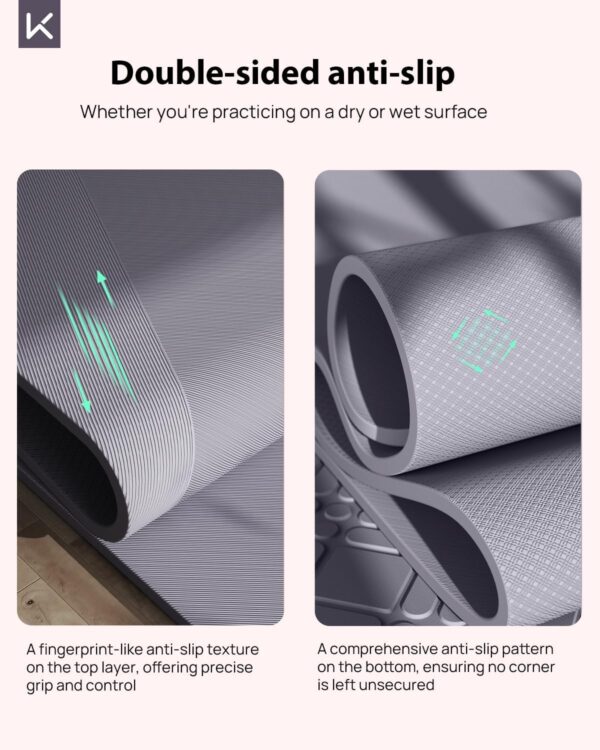 KEEP Yoga Mat, 32" Extra Wide Exercise Mat with Strap for Men and Women, 7mm Thick Double-Sided Non-Slip Eco-friendly Yoga Mat for Pilates, Workout and Fitness - Image 3