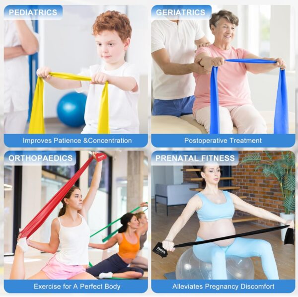 Exercise Bands Resistance Bands for Working Out, Workout Bands with Different Strengths, Elastic Band for Exercise, Physical Therapy Equipment, for Yoga, Strength Training, Pilates, Stretching - Image 5